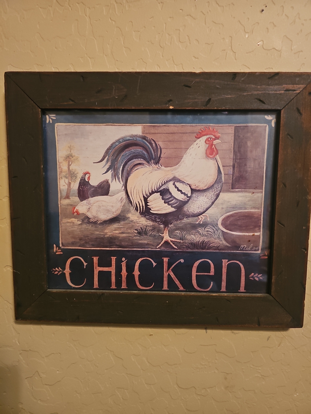 Vintage 1994 Chicken Picture 12.5"L X 10.5"H